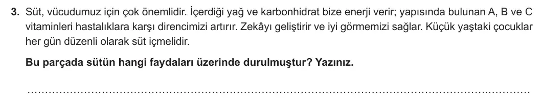 8. Sınıf Türkçe 2023-2024 2. Dönem 1. Yazılı 1. Bölüm 3. Soru (MEB Yayınları) görseli