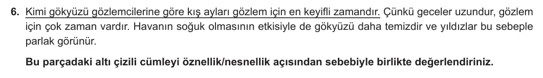 8. Sınıf Türkçe 2023-2024 2. Dönem 1. Yazılı 1. Bölüm 6. Soru (MEB Yayınları) görseli