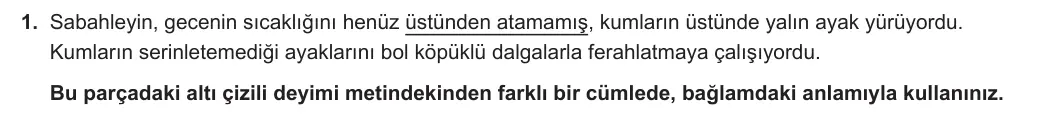 8. Sınıf Türkçe 2023-2024 2. Dönem 1. Yazılı 2. Bölüm 1. Soru (MEB Yayınları) görseli