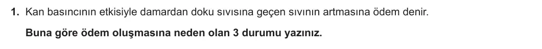 11. Sınıf Biyoloji 2023-2024 2. Dönem 2. Yazılı 1. Bölüm 1. Soru görseli