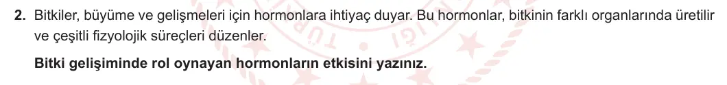 12. Sınıf Biyoloji 2023-2024 2. Dönem 2. Yazılı 1. Bölüm 2. Soru görseli