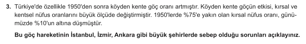 10. Sınıf Coğrafya 2023-2024 2. Dönem 2. Yazılı 1. Bölüm 3. Soru görseli