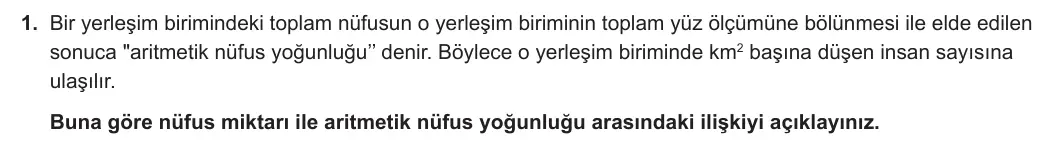 10. Sınıf Coğrafya 2023-2024 2. Dönem 2. Yazılı 2. Bölüm 1. Soru görseli
