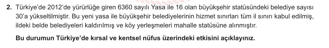 10. Sınıf Coğrafya 2023-2024 2. Dönem 2. Yazılı 2. Bölüm 2. Soru görseli