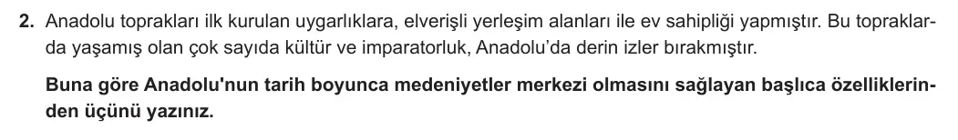 11. Sınıf Coğrafya 2023-2024 2. Dönem 2. Yazılı 1. Bölüm 2. Soru görseli