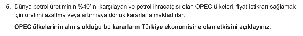 11. Sınıf Coğrafya 2023-2024 2. Dönem 2. Yazılı 1. Bölüm 5. Soru görseli