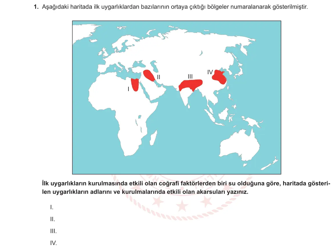 11. Sınıf Coğrafya 2023-2024 2. Dönem 2. Yazılı 2. Bölüm 1. Soru görseli