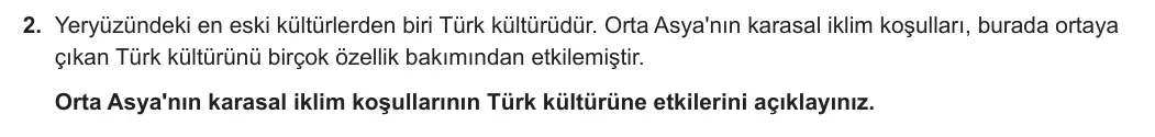 11. Sınıf Coğrafya 2023-2024 2. Dönem 2. Yazılı 2. Bölüm 2. Soru görseli