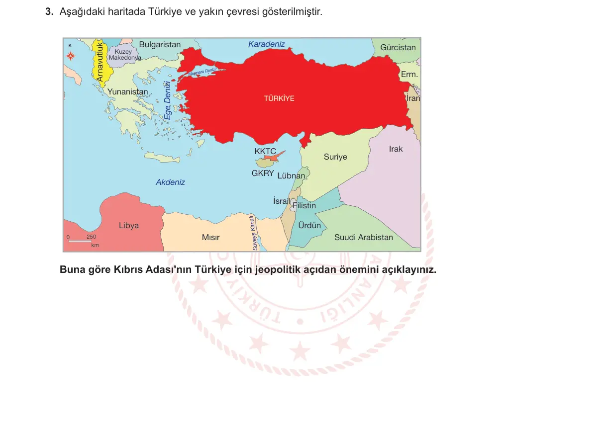 12. Sınıf Coğrafya 2023-2024 2. Dönem 2. Yazılı 1. Bölüm 3. Soru görseli
