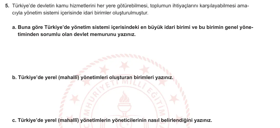 9. Sınıf Coğrafya 2023-2024 2. Dönem 2. Yazılı 2. Bölüm 5. Soru görseli