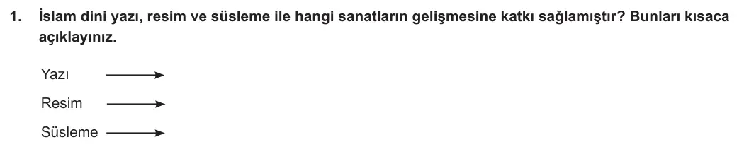 10. Sınıf Din Kültürü ve Ahlak Bilgisi 2023-2024 2. Dönem 2. Yazılı 2. Bölüm 1. Soru görseli