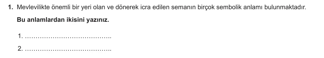 12. Sınıf Din Kültürü ve Ahlak Bilgisi 2023-2024 2. Dönem 2. Yazılı 1. Bölüm 1. Soru görseli