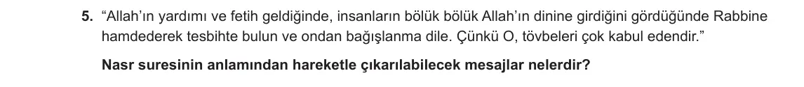 6. Sınıf Din Kültürü ve Ahlak Bilgisi 2023-2024 2. Dönem 2. Yazılı 1. Bölüm 5. Soru görseli