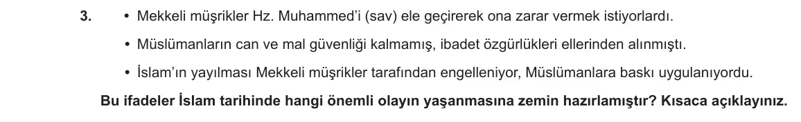 6. Sınıf Din Kültürü ve Ahlak Bilgisi 2023-2024 2. Dönem 2. Yazılı 2. Bölüm 3. Soru görseli