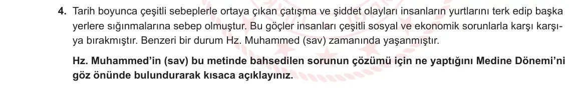 6. Sınıf Din Kültürü ve Ahlak Bilgisi 2023-2024 2. Dönem 2. Yazılı 2. Bölüm 4. Soru görseli