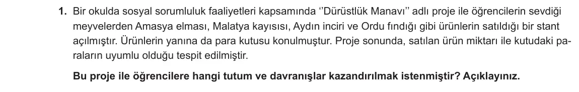 7. Sınıf Din Kültürü ve Ahlak Bilgisi 2023-2024 2. Dönem 2. Yazılı 1. Bölüm 1. Soru görseli