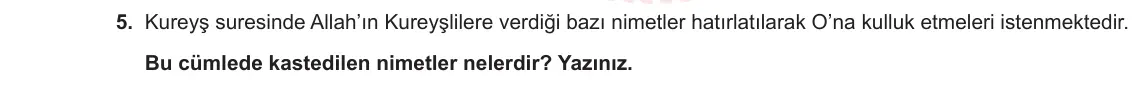8. Sınıf Din Kültürü ve Ahlak Bilgisi 2023-2024 2. Dönem 2. Yazılı 1. Bölüm 5. Soru görseli