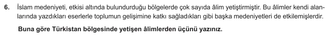 9. Sınıf Din Kültürü ve Ahlak Bilgisi 2023-2024 2. Dönem 2. Yazılı 1. Bölüm 6. Soru görseli