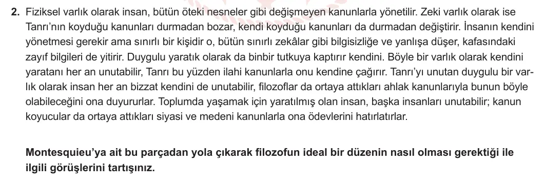 10. Sınıf Felsefe 2023-2024 2. Dönem 2. Yazılı 2. Bölüm 2. Soru görseli