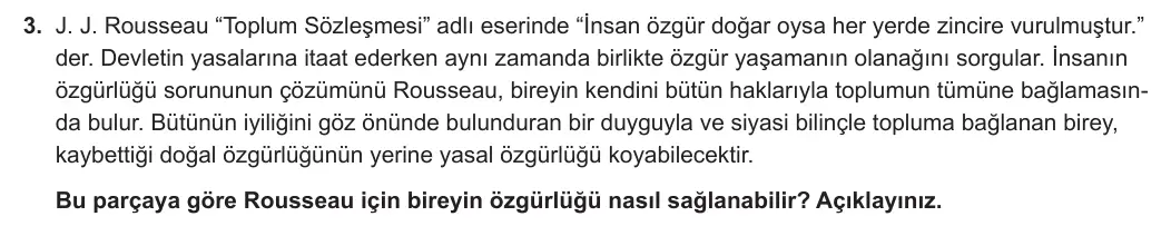 11. Sınıf Felsefe 2023-2024 2. Dönem 2. Yazılı 1. Bölüm 3. Soru görseli