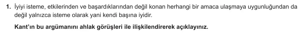 11. Sınıf Felsefe 2023-2024 2. Dönem 2. Yazılı 2. Bölüm 1. Soru görseli
