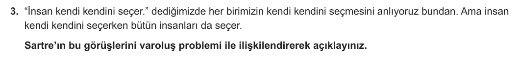 11. Sınıf Felsefe 2023-2024 2. Dönem 2. Yazılı 2. Bölüm 3. Soru görseli