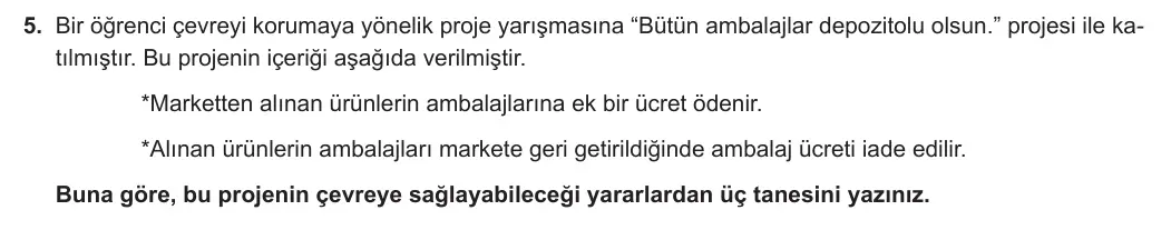 5. Sınıf Fen Bilimleri 2023-2024 2. Dönem 2. Yazılı 1. Bölüm 5. Soru görseli