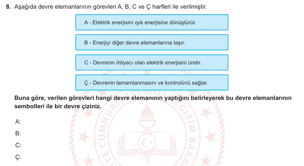 5. Sınıf Fen Bilimleri 2023-2024 2. Dönem 2. Yazılı 1. Bölüm 8. Soru görseli (1/2)
