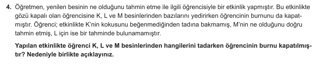 6. Sınıf Fen Bilimleri 2023-2024 2. Dönem 2. Yazılı 2. Bölüm 4. Soru görseli