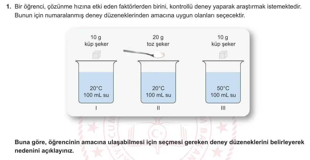 7. Sınıf Fen Bilimleri 2023-2024 2. Dönem 2. Yazılı 2. Bölüm 1. Soru görseli