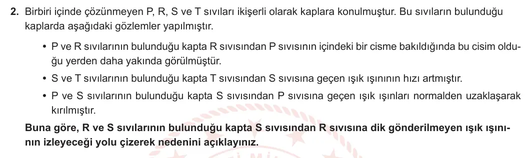 7. Sınıf Fen Bilimleri 2023-2024 2. Dönem 2. Yazılı 2. Bölüm 2. Soru görseli