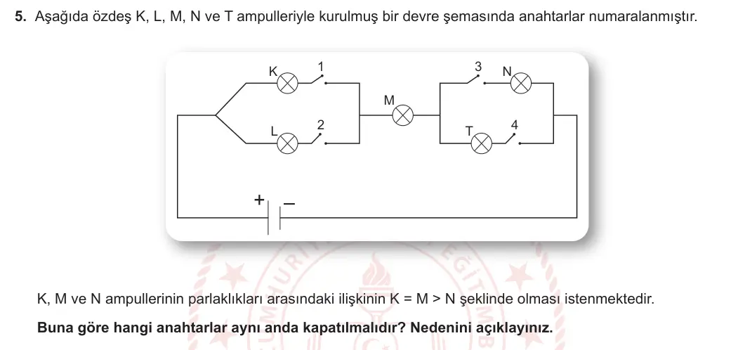 7. Sınıf Fen Bilimleri 2023-2024 2. Dönem 2. Yazılı 2. Bölüm 5. Soru görseli