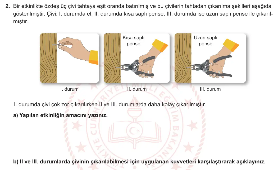 8. Sınıf Fen Bilimleri 2023-2024 2. Dönem 2. Yazılı 1. Bölüm 2. Soru görseli
