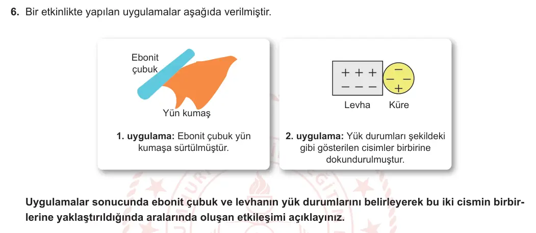 8. Sınıf Fen Bilimleri 2023-2024 2. Dönem 2. Yazılı 1. Bölüm 6. Soru görseli