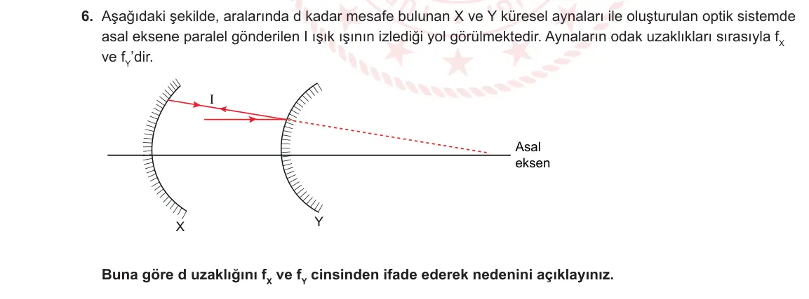 10. Sınıf Fizik 2023-2024 2. Dönem 2. Yazılı 1. Bölüm 6. Soru görseli