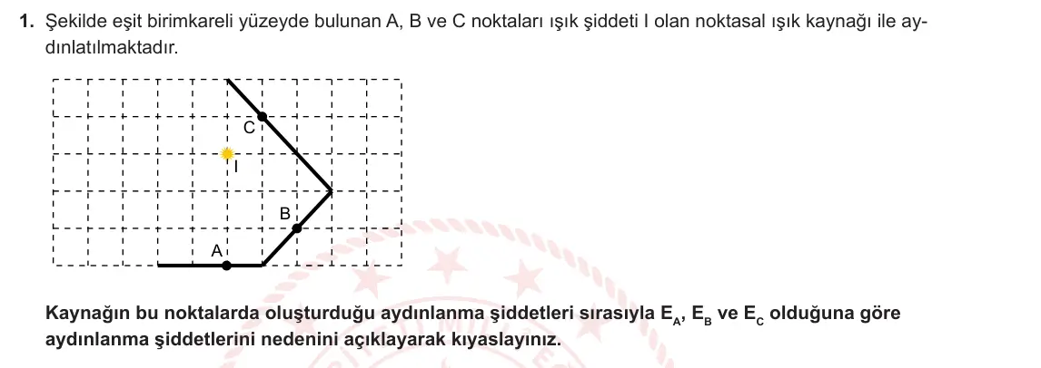 10. Sınıf Fizik 2023-2024 2. Dönem 2. Yazılı 4. Bölüm 1. Soru görseli