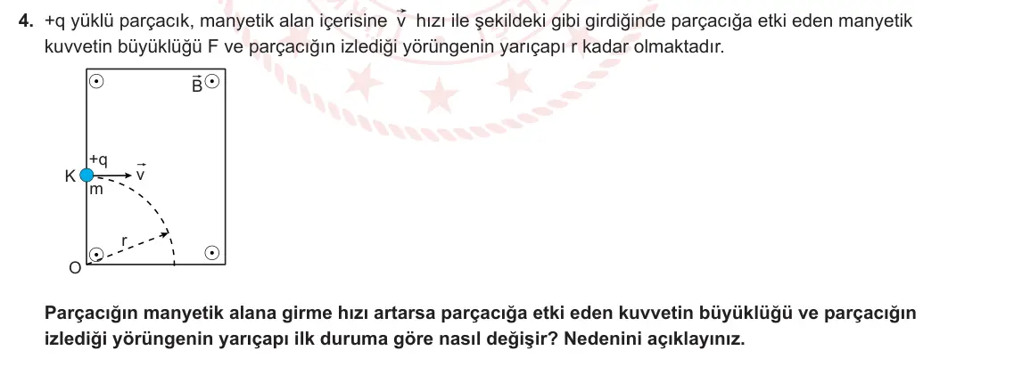 11. Sınıf Fizik 2023-2024 2. Dönem 2. Yazılı 1. Bölüm 4. Soru görseli