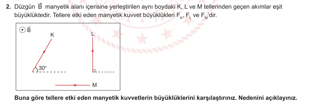 11. Sınıf Fizik 2023-2024 2. Dönem 2. Yazılı 2. Bölüm 2. Soru görseli