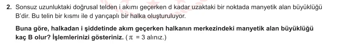 11. Sınıf Fizik 2023-2024 2. Dönem 2. Yazılı 3. Bölüm 2. Soru görseli