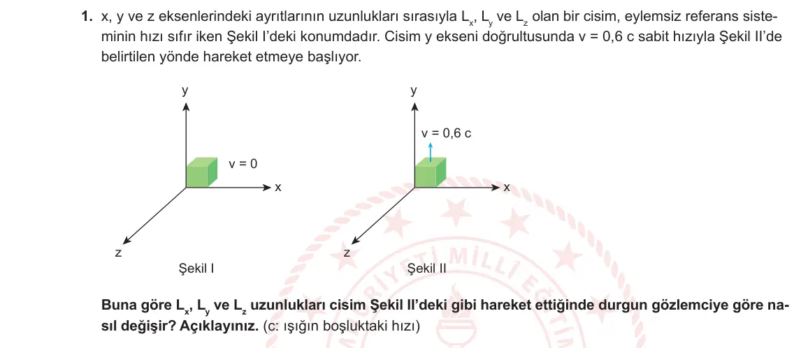 12. Sınıf Fizik 2023-2024 2. Dönem 2. Yazılı 1. Bölüm 1. Soru görseli