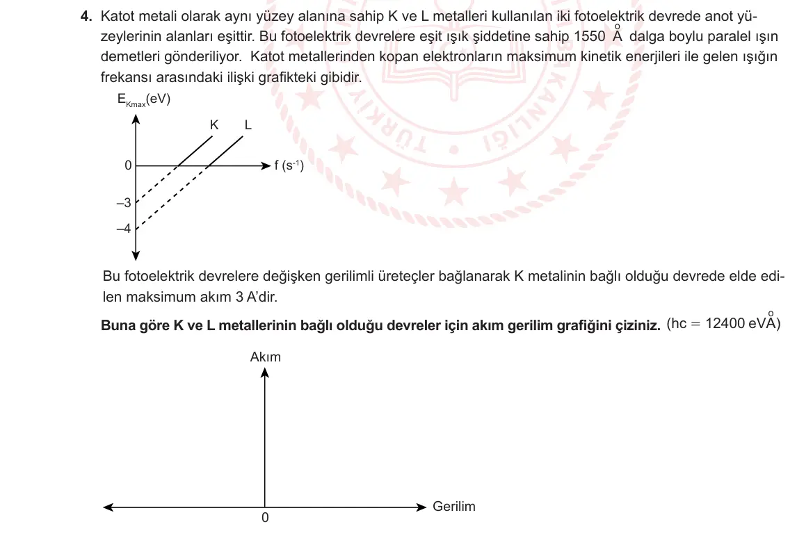 12. Sınıf Fizik 2023-2024 2. Dönem 2. Yazılı 2. Bölüm 4. Soru görseli