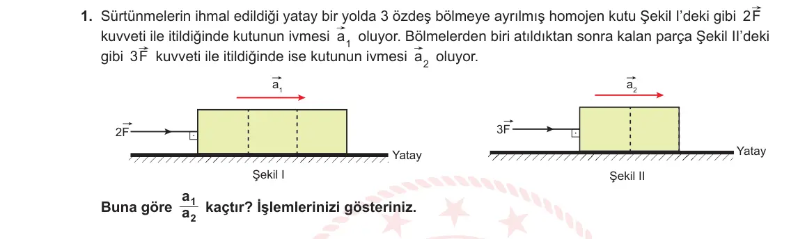 9. Sınıf Fizik 2023-2024 2. Dönem 2. Yazılı 1. Bölüm 1. Soru görseli