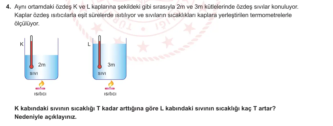 9. Sınıf Fizik 2023-2024 2. Dönem 2. Yazılı 1. Bölüm 4. Soru görseli