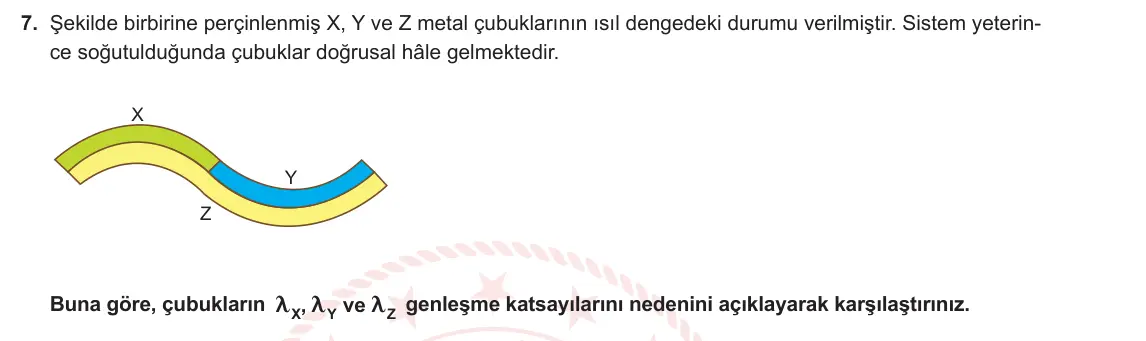 9. Sınıf Fizik 2023-2024 2. Dönem 2. Yazılı 1. Bölüm 7. Soru görseli