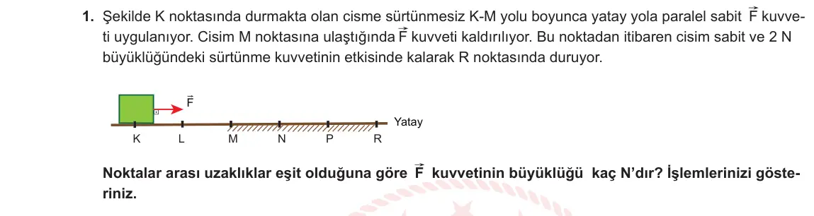 9. Sınıf Fizik 2023-2024 2. Dönem 2. Yazılı 3. Bölüm 1. Soru görseli