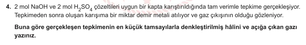 10. Sınıf Kimya 2023-2024 2. Dönem 2. Yazılı 2. Bölüm 4. Soru görseli