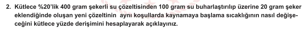 10. Sınıf Kimya 2023-2024 2. Dönem 2. Yazılı 4. Bölüm 2. Soru görseli