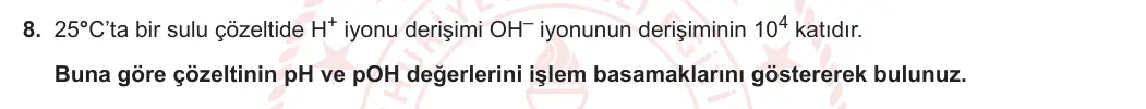 11. Sınıf Kimya 2023-2024 2. Dönem 2. Yazılı 1. Bölüm 8. Soru görseli