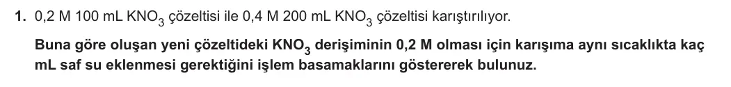11. Sınıf Kimya 2023-2024 2. Dönem 2. Yazılı 2. Bölüm 1. Soru görseli