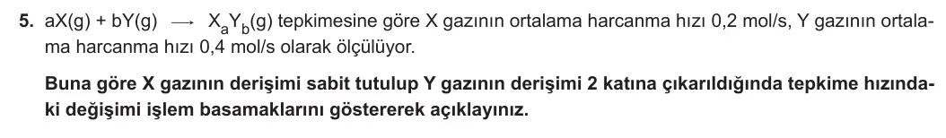 11. Sınıf Kimya 2023-2024 2. Dönem 2. Yazılı 2. Bölüm 5. Soru görseli